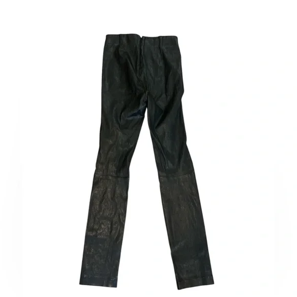 rag & bone BLACK HIGH-RISE LEATHER PANTS-100% LAMBSKIN SKINNY PANTS-LEGGINGS-sz0 - Picture 2 of 3